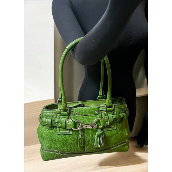 Y2K Coach F13084 Hamptons Braided Pebble Leather Satchel & Wristlet - Picture 9 of 16